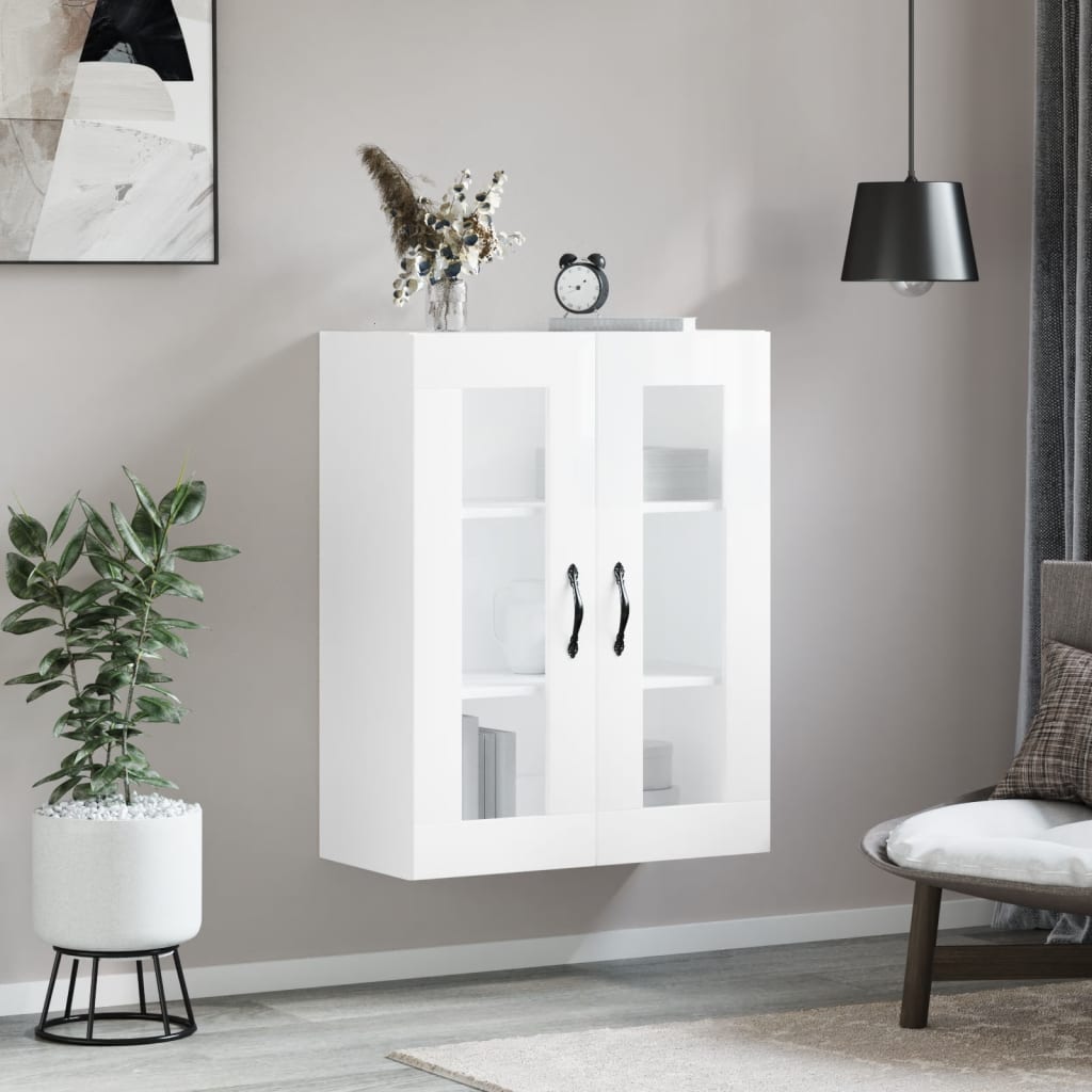 Mobile a Parete Bianco Lucido 69,5x34x90 cm Legno Multistratocod mxl 130863