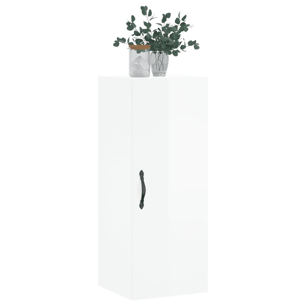 Mobile Parete Bianco Lucido 34,5x34x90 cm in Legno Multistrato 834996