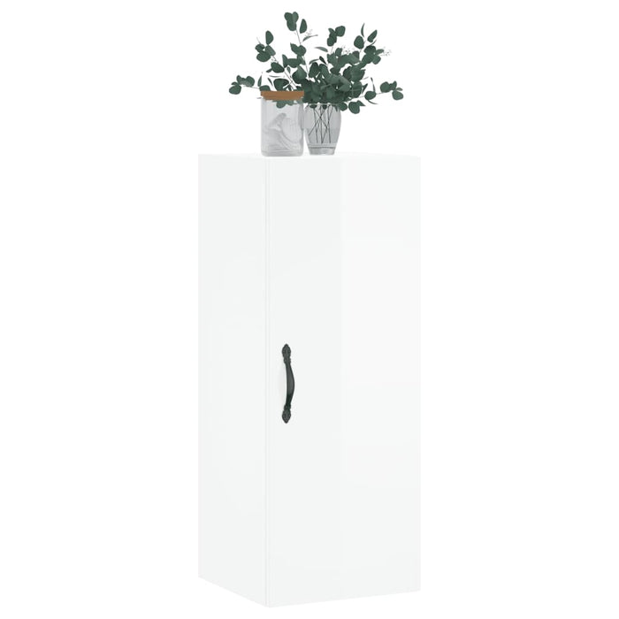 Mobile Parete Bianco Lucido 34,5x34x90 cm in Legno Multistrato 834996