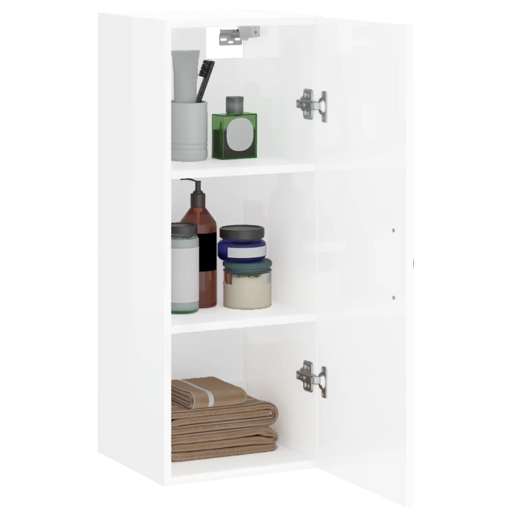 Mobile Parete Bianco Lucido 34,5x34x90 cm in Legno Multistrato 834996