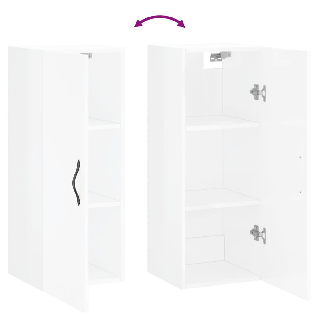 Mobile Parete Bianco Lucido 34,5x34x90 cm in Legno Multistrato 834996