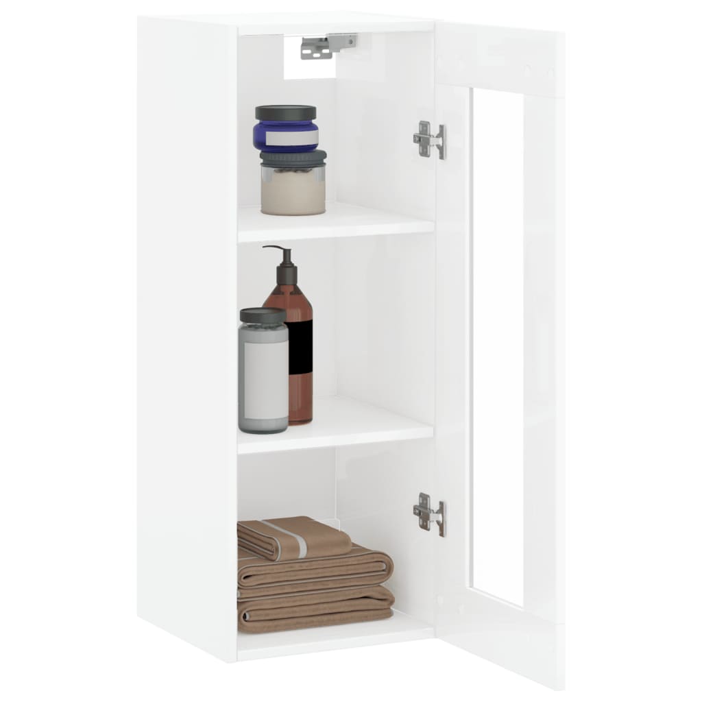 Mobile a Parete Bianco Lucido 34,5x34x90 cm 835004