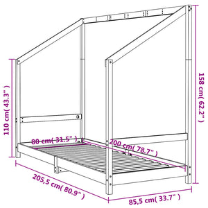 Giroletto per Bambini 80x200 cm in Legno Massello di Pino 835700