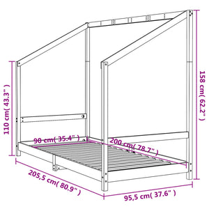 Giroletto per Bambini 90x200 cm in Legno Massello di Pino 835703