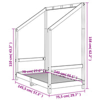 Giroletto per Bambini 70x140 cm in Legno Massello di Pino 835706