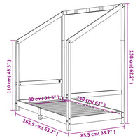 Giroletto per Bambini Bianco 80x160cm in Legno Massello di Pino 835710