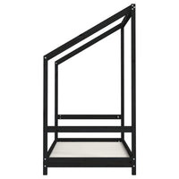 Giroletto per Bambini Nero 80x160 cm in Legno Massello di Pino 835711