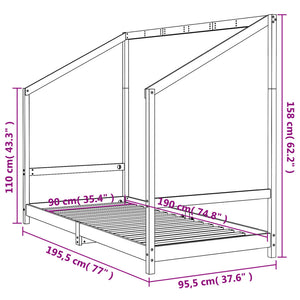 Giroletto per Bambini 90x190 cm in Legno Massello di Pino 835712