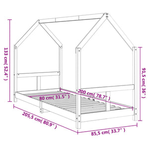 Giroletto per Bambini 80x200 cm in Legno Massello di Pino 835715