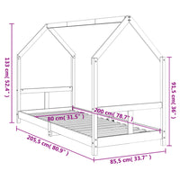 Giroletto per Bambini Bianco 80x200cm in Legno Massello di Pino 835716