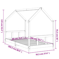 Giroletto per Bambini Bianco 90x200cm in Legno Massello di Pino 835719