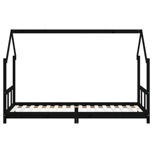 Giroletto per Bambini Nero 90x200 cm in Legno Massello di Pino 835720