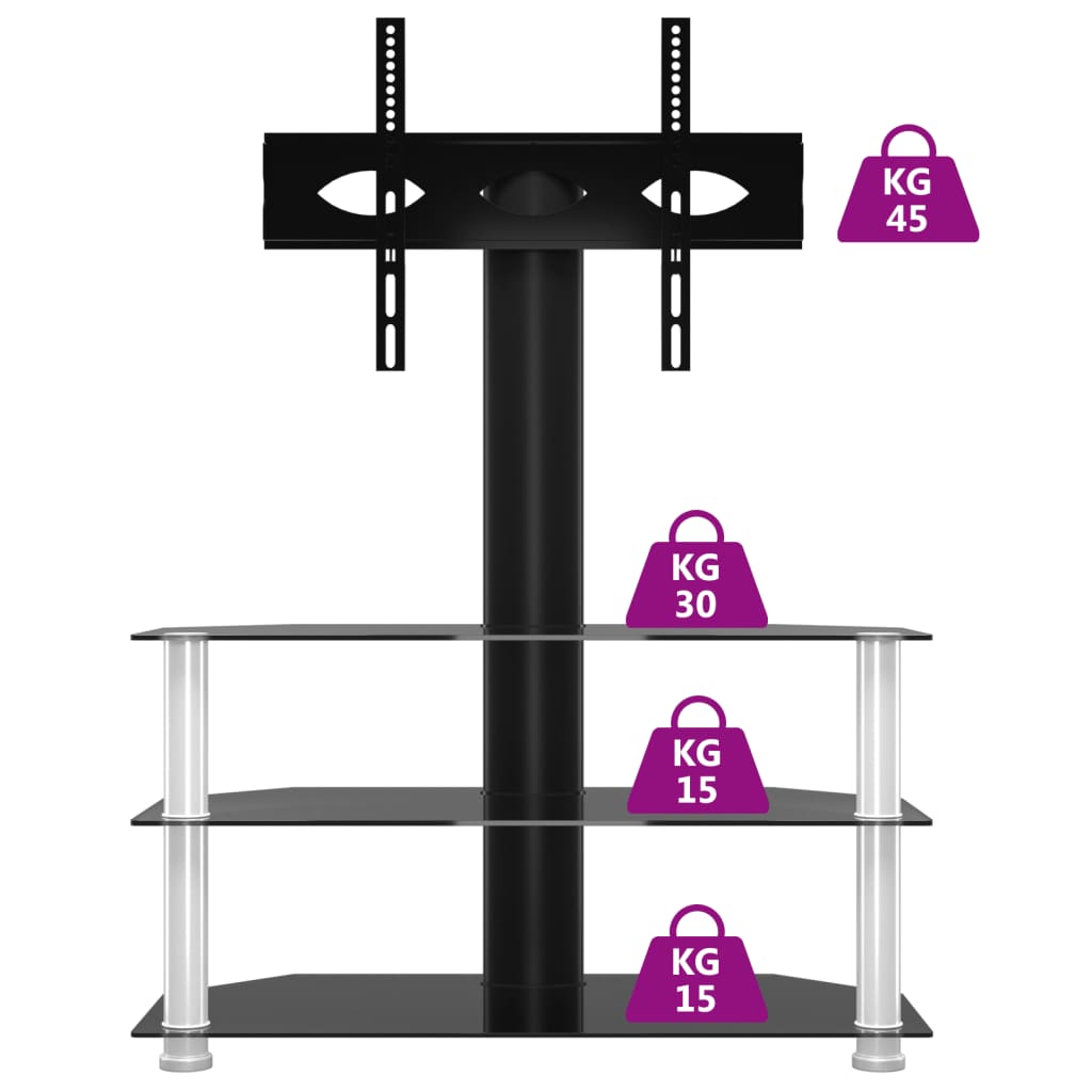 Supporto TV Angolare 3 Livelli per 32-70 Pollici Nero e Argento 358176