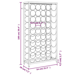 Portavini da 45 Bottiglie Nero 54x18x100cm in Ferro Battuto 358367