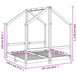 Giroletto per Bambini 2x(70x140) cm in Legno Massello di Pino 3200592