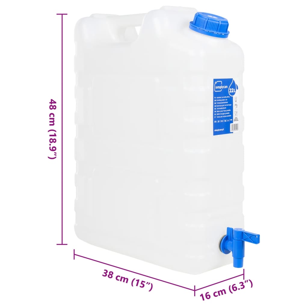 Contenitore Acqua con Rubinetto Trasparente 22 L in Plastica 155042