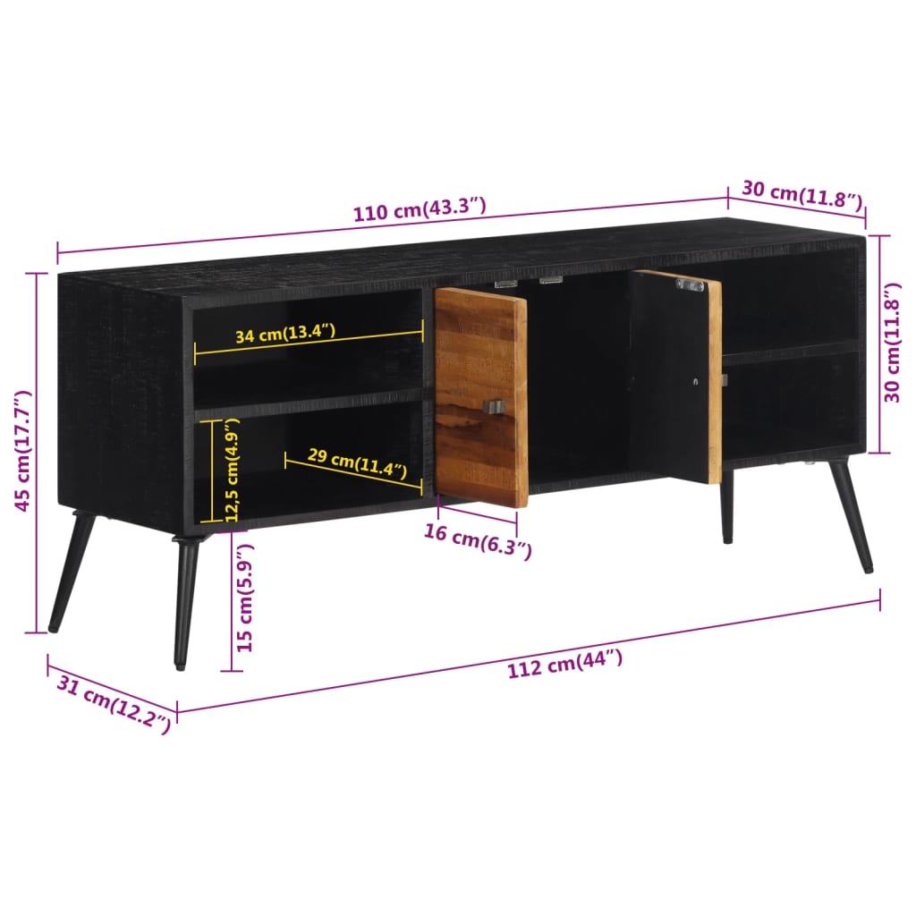 Mobile Porta TV 112x31x45 cm in Teak Massello di Recupero 358526