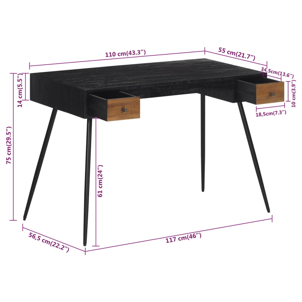 Scrivania 117x56,5x75 cm in Teak Massello di Recupero 358528