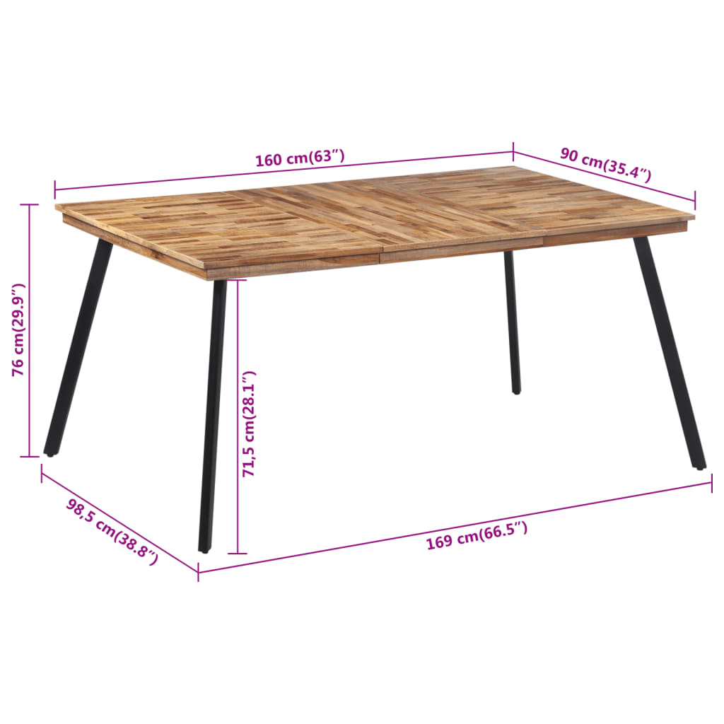 Tavolo da Pranzo 169x98,5x76 cm in Legno Massello di Teak 358532