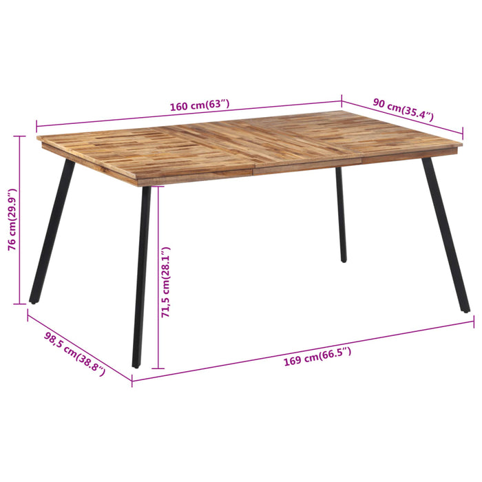 Tavolo da Pranzo 169x98,5x76 cm in Legno Massello di Teak 358532