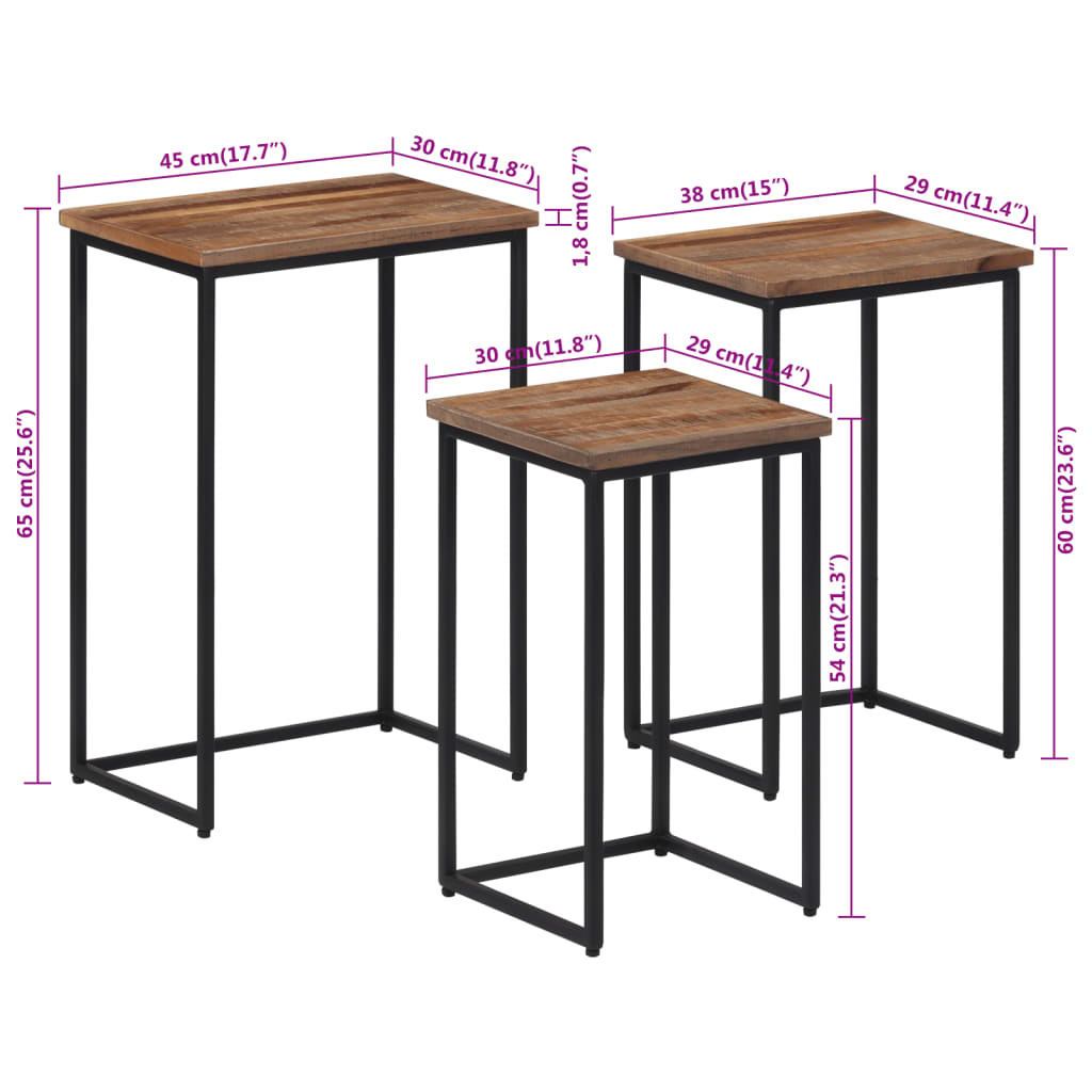 Tavolini a Incastro 3 pz in Legno Massello di Teak 358534