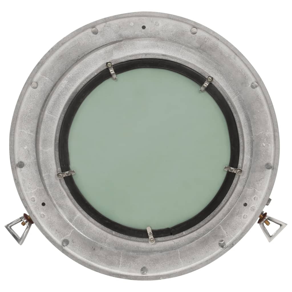 Specchio da Parete Design Oblò Ø38 cm in Alluminio e Vetro 357849