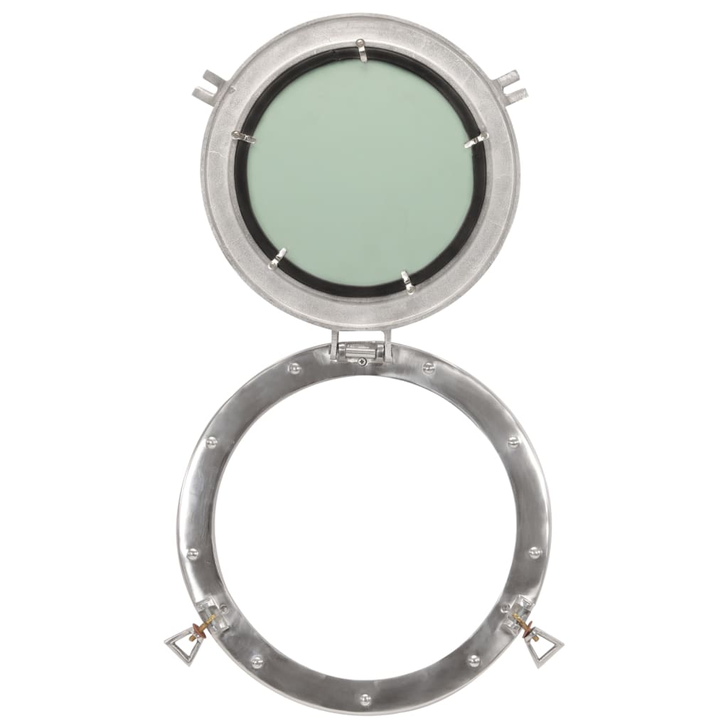 Specchio da Parete Design Oblò Ø38 cm in Alluminio e Vetro 357849