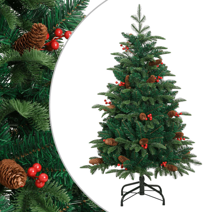 Albero Natale Artificiale Incernierato con Pigne e Bacche 120cm 358374