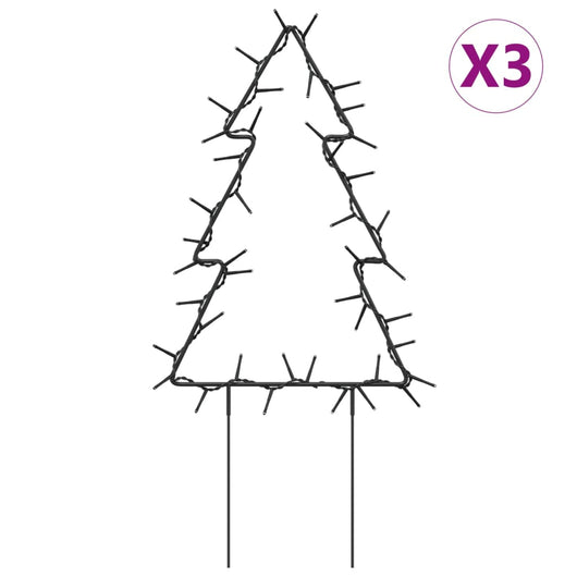 Decorazioni Luminose Natalizie Picchetti 3pz Albero 50LED 30cmcod mxl 104217