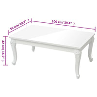 Tavolino da Salotto Bianco Lucido 100x50x42cm Legno Multistrato 358560