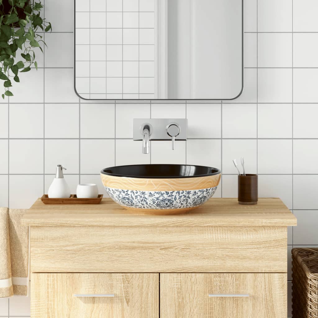 Lavabo da Appoggio Multicolore Rotondo Φ41x14 cm Ceramica 155056