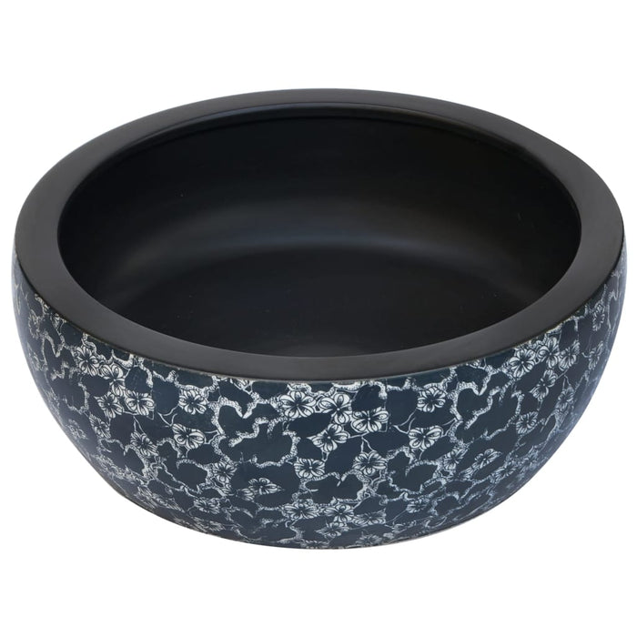 Lavabo da Appoggio Nero e Blu Rotondo Φ41x14 cm Ceramicacod mxl 83515