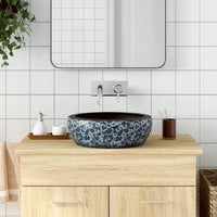 Lavabo da Appoggio Nero e Blu Rotondo Φ41x14 cm Ceramicacod mxl 83515