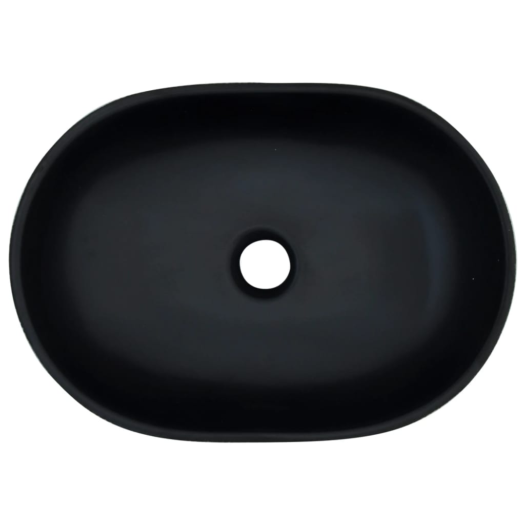 Lavabo da Appoggio Nero e Grigio Ovale 47x33x13 cm Ceramica 155068