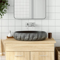 Lavabo da Appoggio Nero e Grigio Ovale 59x40x15 cm Ceramicacod mxl 131492