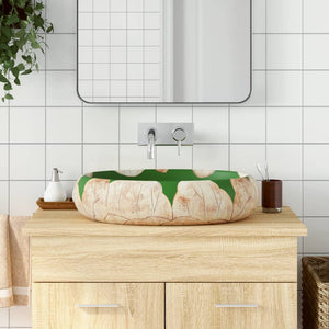 Lavabo da Appoggio Verde e Marrone Ovale 59x40x15 cm Ceramicacod mxl 83585