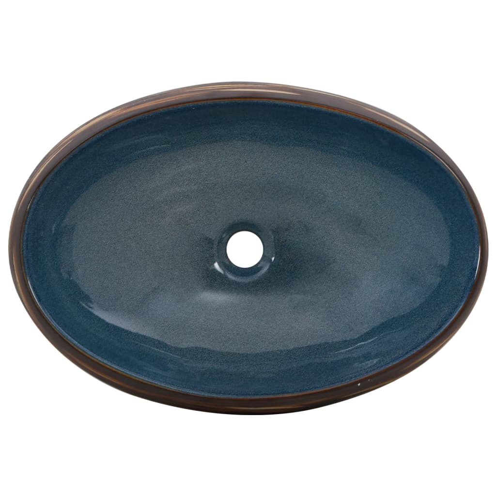 Lavabo da Appoggio Marrone e Blu Ovale 59x40x15 cm Ceramica 155087