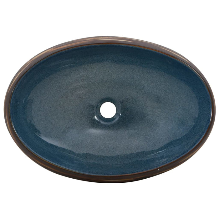 Lavabo da Appoggio Marrone e Blu Ovale 59x40x15 cm Ceramica 155087