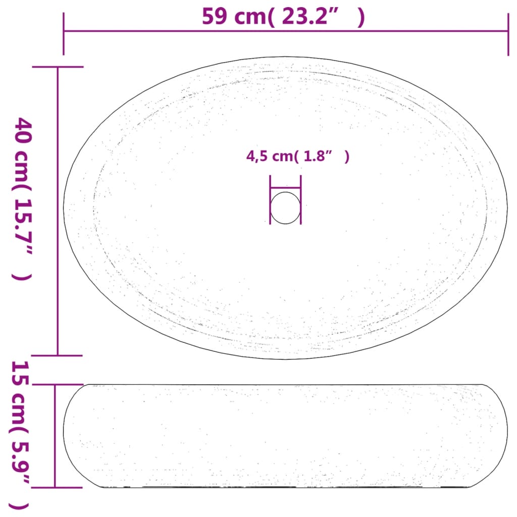 Lavabo da Appoggio Marrone e Blu Ovale 59x40x15 cm Ceramica 155087