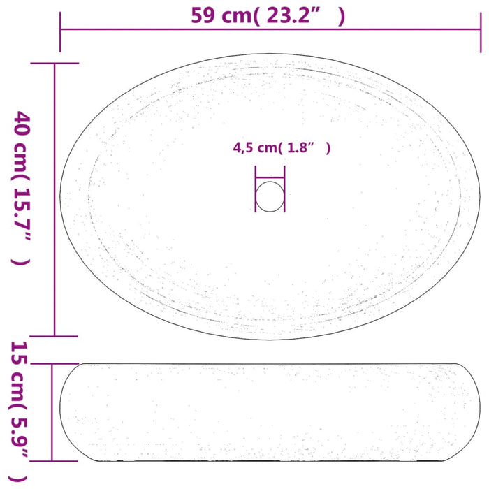 Lavabo da Appoggio Marrone e Blu Ovale 59x40x15 cm Ceramica 155087