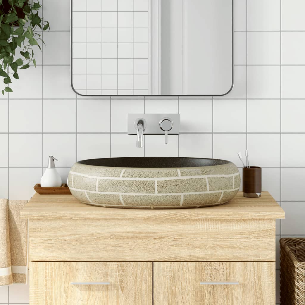 Lavabo da Appoggio Multicolore Ovale 59x40x15 cm Ceramica 155090