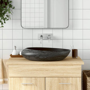 Lavabo da Appoggio Grigio e Nero Ovale 59x40x14 cm Ceramicacod mxl 107521