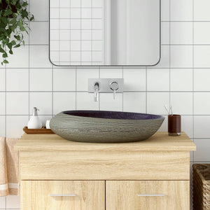 Lavabo da Appoggio Viola e Grigio Ovale 59x40x14 cm Ceramicacod mxl 83586