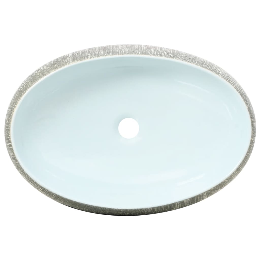 Lavabo da Appoggio Grigio e Blu Ovale 59x40x15 cm Ceramica 155093