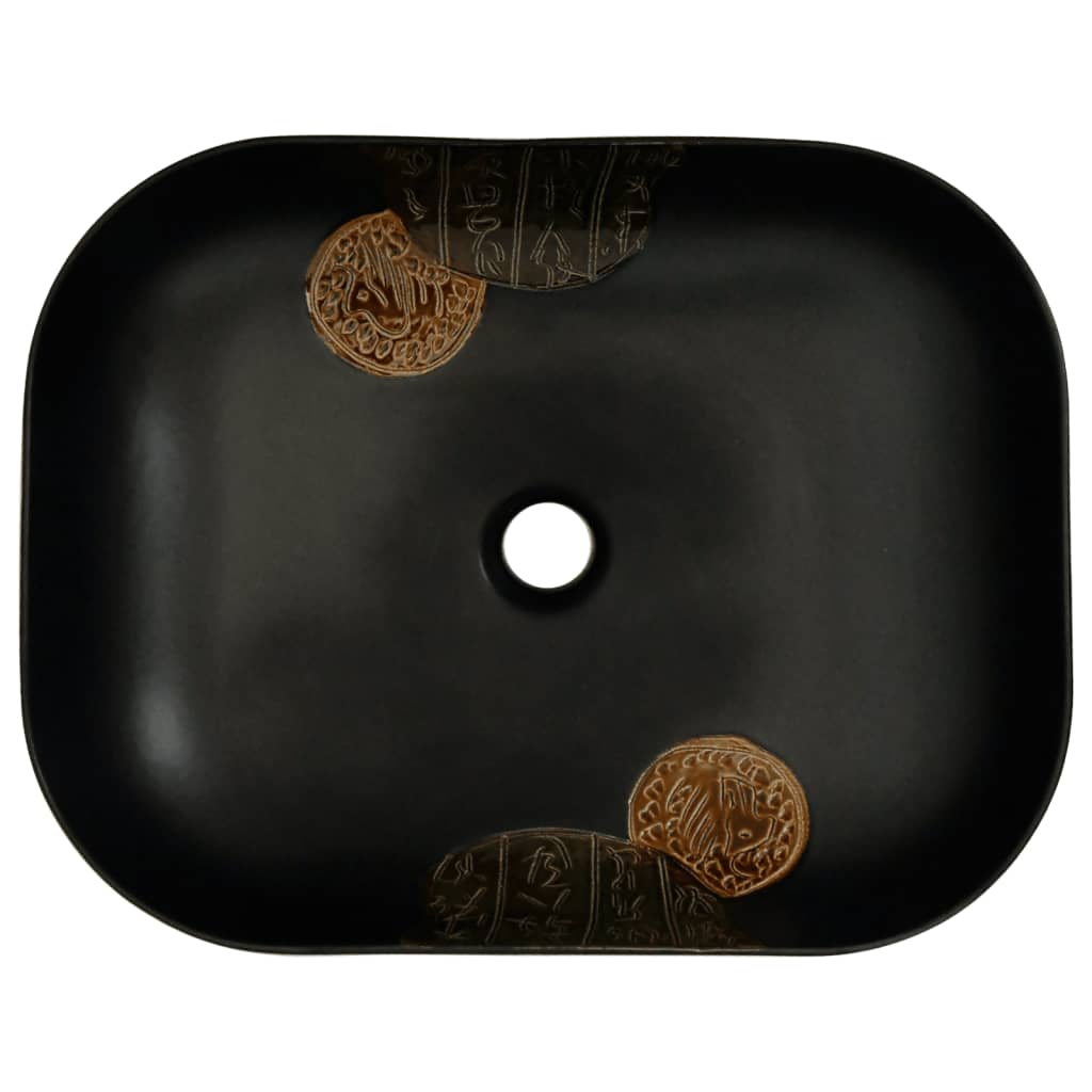 Lavabo da Appoggio Nero Rettangolare 48x37,5x13,5 cm Ceramica 155094