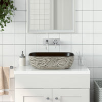 Lavabo Appoggio Grigio Nero Rettangolare 48x37,5x13,5 Ceramica 155097