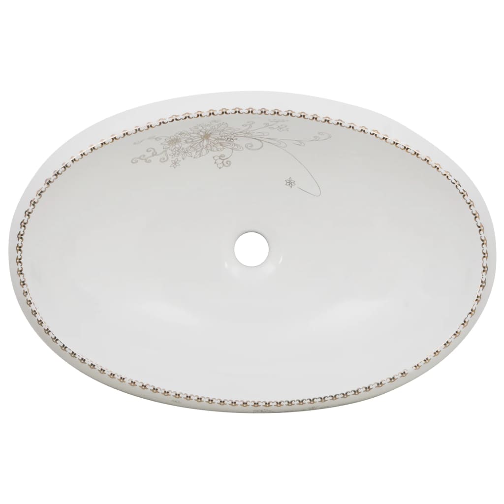 Lavabo da Appoggio Bianco Ovale 59x40x15 cm Ceramica 155110