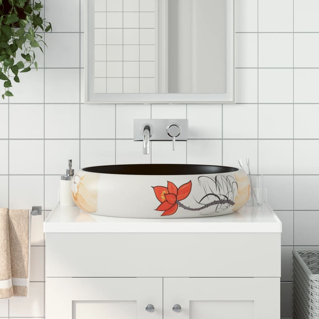 Lavabo da Appoggio Multicolore Ovale 59x40x15 cm Ceramica 155113