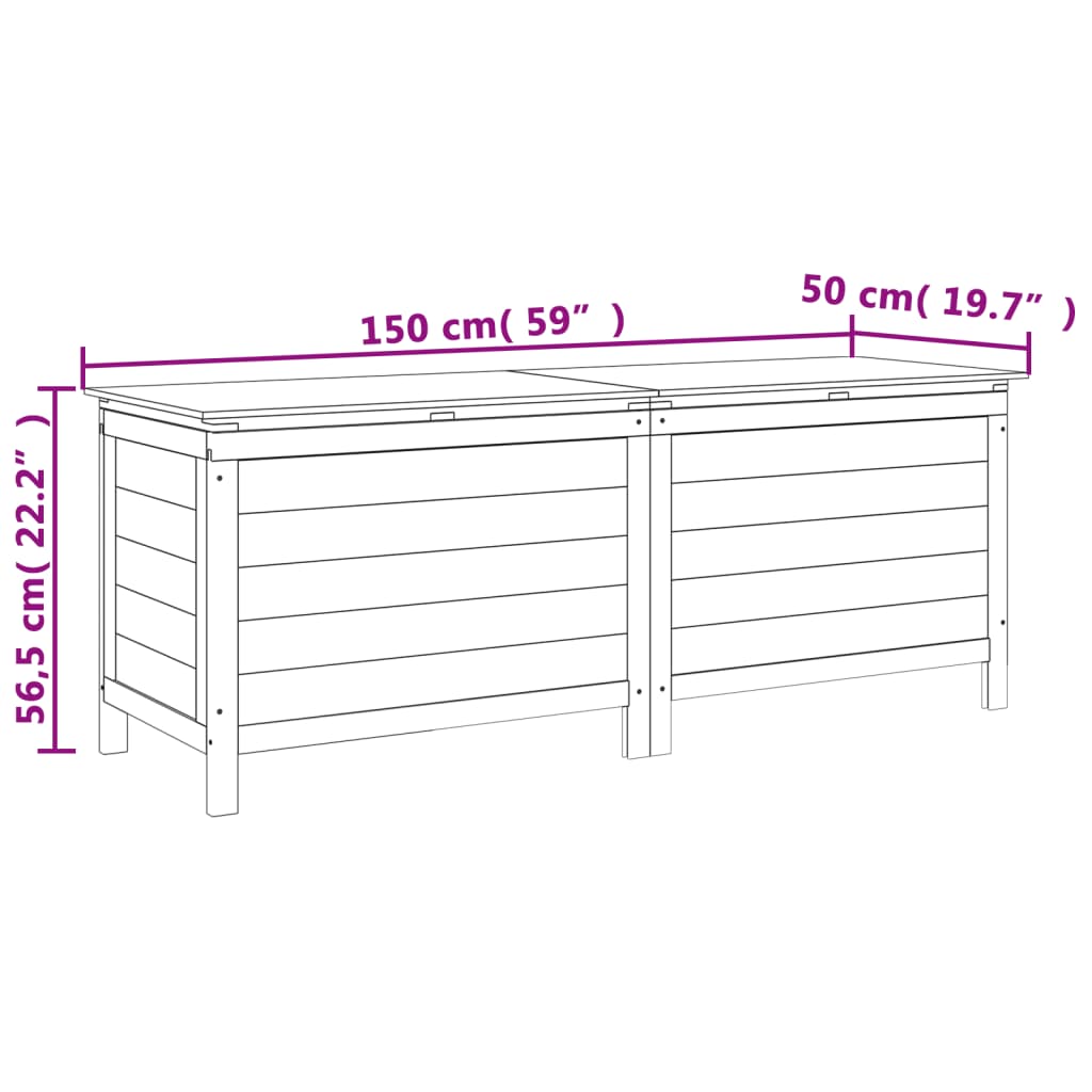 Contenitore da Giardino 150x50x56,5 cm Legno Massello di Abete 364756