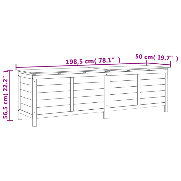 Contenitore da Giardino 198,5x50x56,5cm Legno Massello di Abete 364760